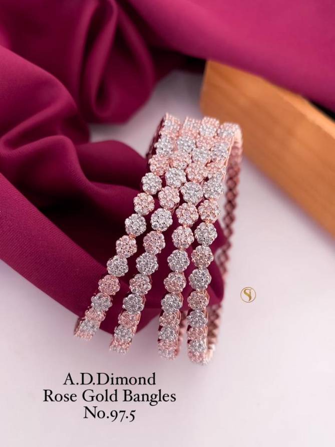 Accessories Rose Gold AD Diamond Bangles Catalog
